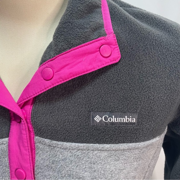 Columbia Benton Springs Half Snap Fleece Pull Over Gray Pink Women's Sweater S - Picture 3 of 7
